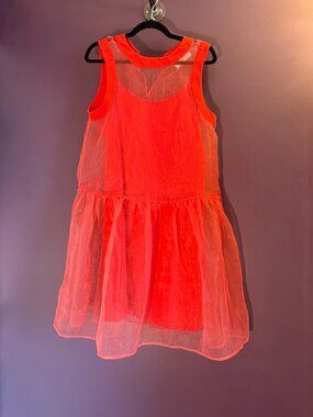 BHLDN Red Sheer Organza Mini Dress